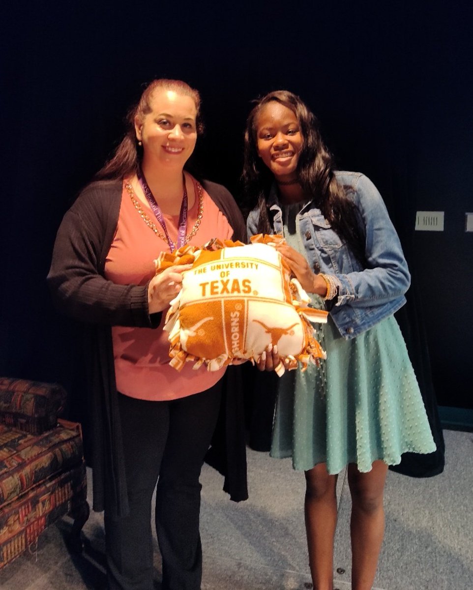 One of my sweet seniors made me a pillow for Teacher Appreciation week! I love it!  I'm going to miss her SO much! Glad we get to see her act in one final class production before she graduates. 💚💛🐾🎭