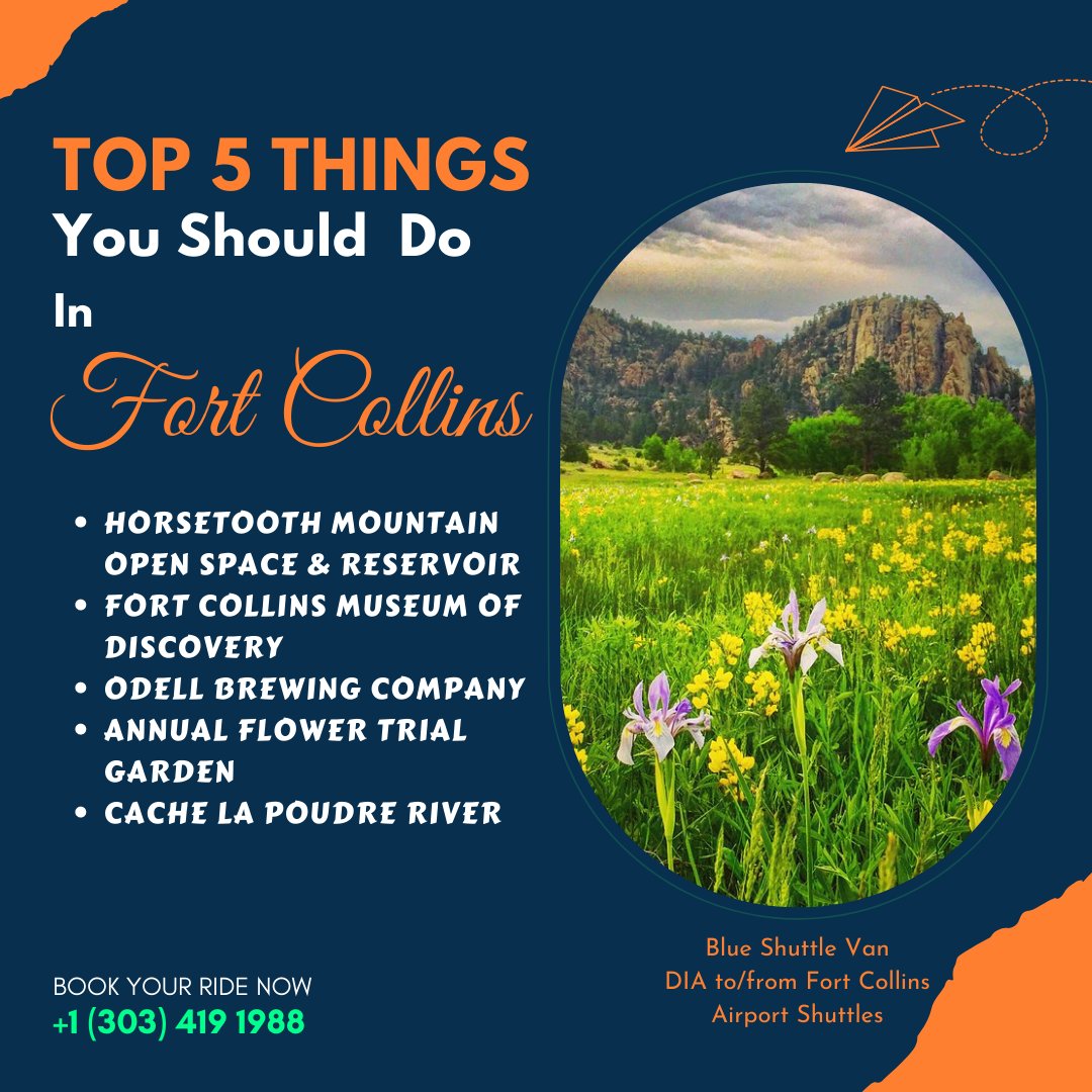 Fort Collins is the perfect place to Enjoy vacations and have a thrilling adventure in Colorado.
Use Blue Shuttle Van's Airport Shuttle service to get there with your family and friends.
#lovefortcollins #foco #airportshuttles #DIA #visitfortcollins #Colorado #FortCollins
