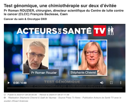 s_chevrel's tweet image. #cancerdusein 👉 Eviter une #chimiothérapie sur deux n&apos;a pas de prix #testgenomique 

🎬Itw du Pr Roman Rouzier #chirurgien, directeur scientifique #CLCC François @BaclesseCaen par @acteursdesante #ExactSciences 

acteursdesante.fr/test-genomique…