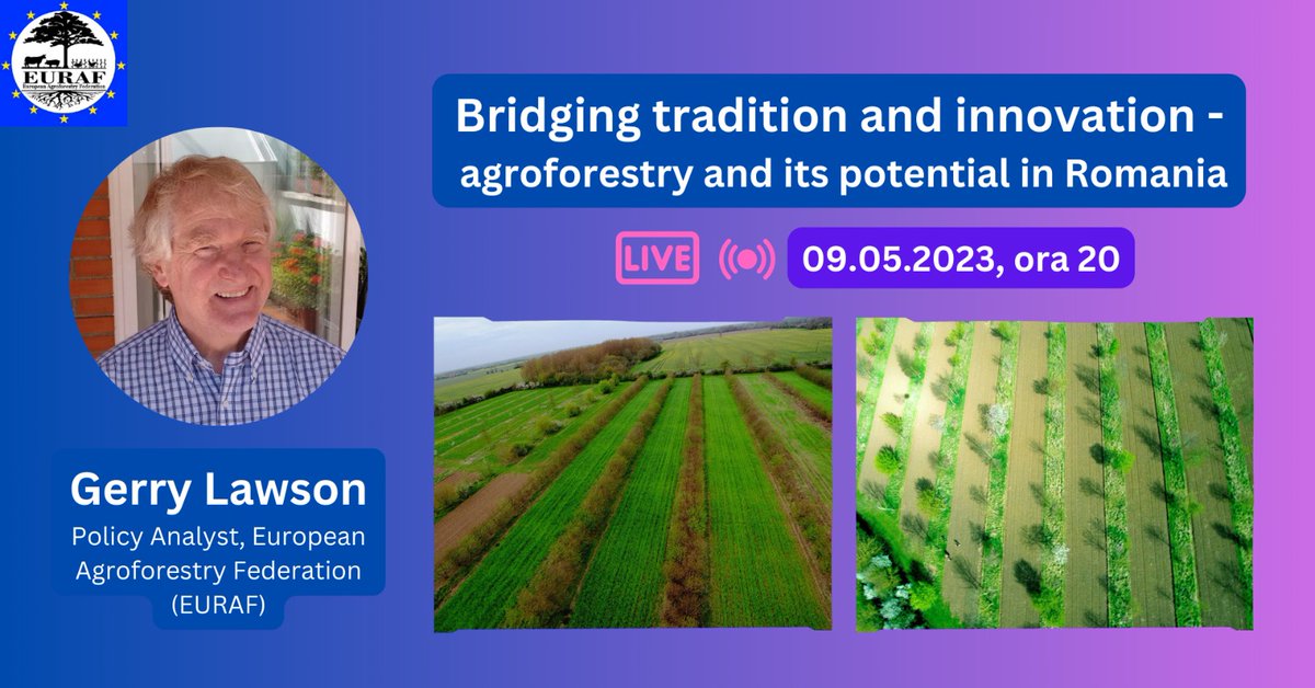 📷Join us this evening (7 PM CEST/8 PM EEST) as Gerry Lawson will speak about the potential for #agroforestry in Romania and the EU. It's a conversation you don't want to miss!

The webinar will be live-streamed on 'Plantăm fapte bune în România' FB page.

#Trees4resillience