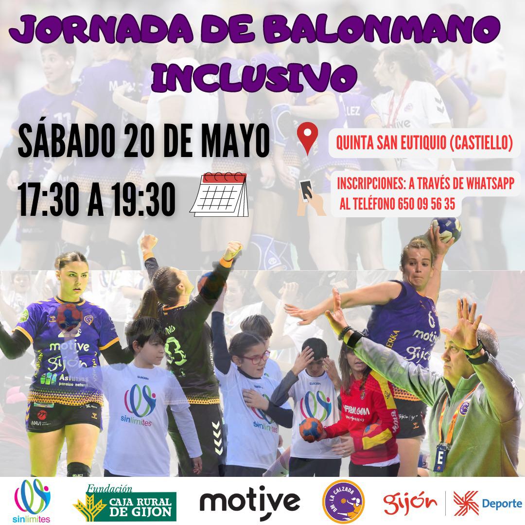 Sin Límites Asturias (@sinlimitesastur) on Twitter photo ¡Nueva jornada a la vista! Os esperamos el próximo sábado 20 de mayo a las 17:30 para vivir una tarde inolvidable junto a nuestras chicas del <a href="/CBLaCalzada/">Club Balonmano MotiveMarket.com La Calzada</a>. ¿List@s para descubrir el balonmano desde dentro?❤🤾♀️ #sinlimites #deporteinclusivo #nadiesequedaatras #balonmano #inclusion ¡Nueva jornada a la vista! Os esperamos el próximo sábado 20 de mayo a las 17:30 para vivir una tarde inolvidable junto a nuestras chicas del <a href="/CBLaCalzada/">Club Balonmano MotiveMarket.com La Calzada</a>. ¿List@s para descubrir el balonmano desde dentro?❤🤾♀️ #sinlimites #deporteinclusivo #nadiesequedaatras #balonmano #inclusion