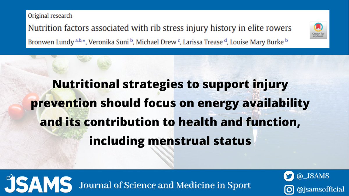 This paper explored associations between nutrition factors 🥗, bone mineral density 🦴 and rib stress injury history

👉 doi.org/10.1016/j.jsam…

<a href="/SMA_News/">Sports Medicine Australia</a> <a href="/_mickdrew/">Michael Drew</a> <a href="/DrLarissaTrease/">Larissa Trease</a> <a href="/LouiseMBurke/">Louise Burke</a> <a href="/OsteopathatEH/">Elementary Health</a>