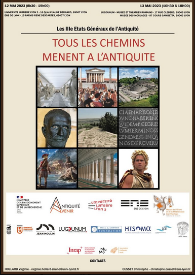 hisoma_umr's tweet photo. 📣J-3 avant la troisième édition des États Généraux de l'Antiquité, qui aura lieu cette année à Lyon les 12 et 13 mai 2023, sur le thème « Tous les chemins mènent  à l’Antiquité ».
➡️Programme et inscription : https://t.co/6mQpXjyRG2 https://t.co/tqYHV9JrDT