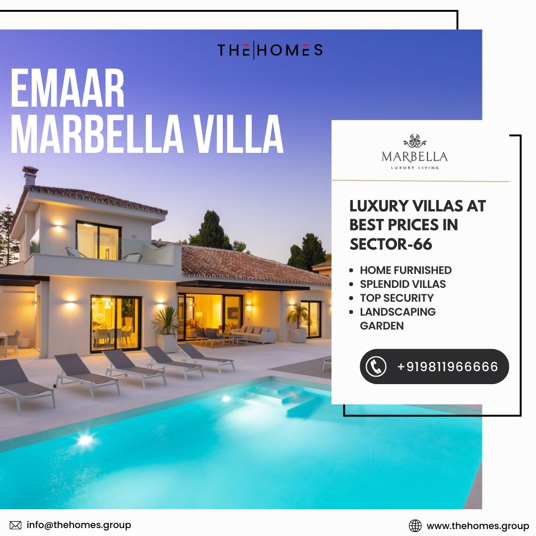 Our luxurious Marbella Villa offers a wonderful living experience with world-class amenities. 🤩✨
Experience the best of living in Marbella Villas.❤️
Contact us to know more, +919811966666

#TheHomes #BestVilla #LuxuryVillaGurugram #FurnishedVilla #BestSecurity #MarbellaVilla