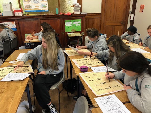 Our TY students had fun yesterday working on their caligraphy in their Chinese class.