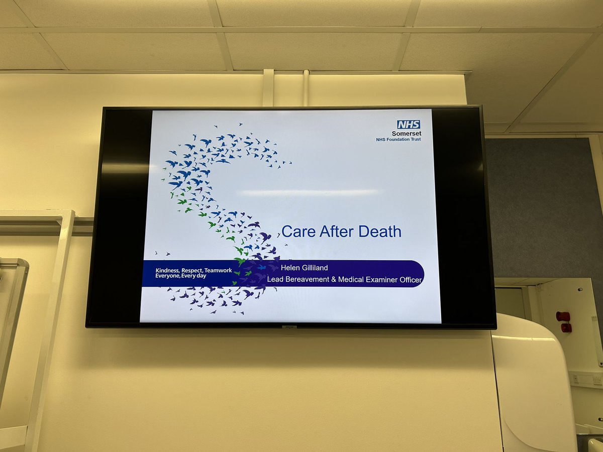 And we’re off! All set for a day of hourly training sessions on Care After Death. Please also visit our @SomEOLC team on the MPH concourse for information about EOL care #DyingMatters #DyingMattersAwarenessWeek