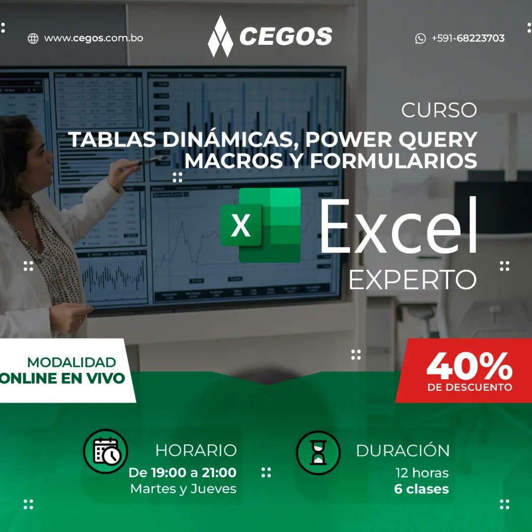 📅 INICIO CONFIRMADO: Martes 9 de Mayo
🕛 HORARIO: 19:00 a 21:00 (Martes y Jueves)
💻 MODALIDAD: Online - En vivo
⏳ DURACIÓN: 12 Horas (6 clases)
💳 INVERSIÓN: 225 Bs. (55% de descuento)