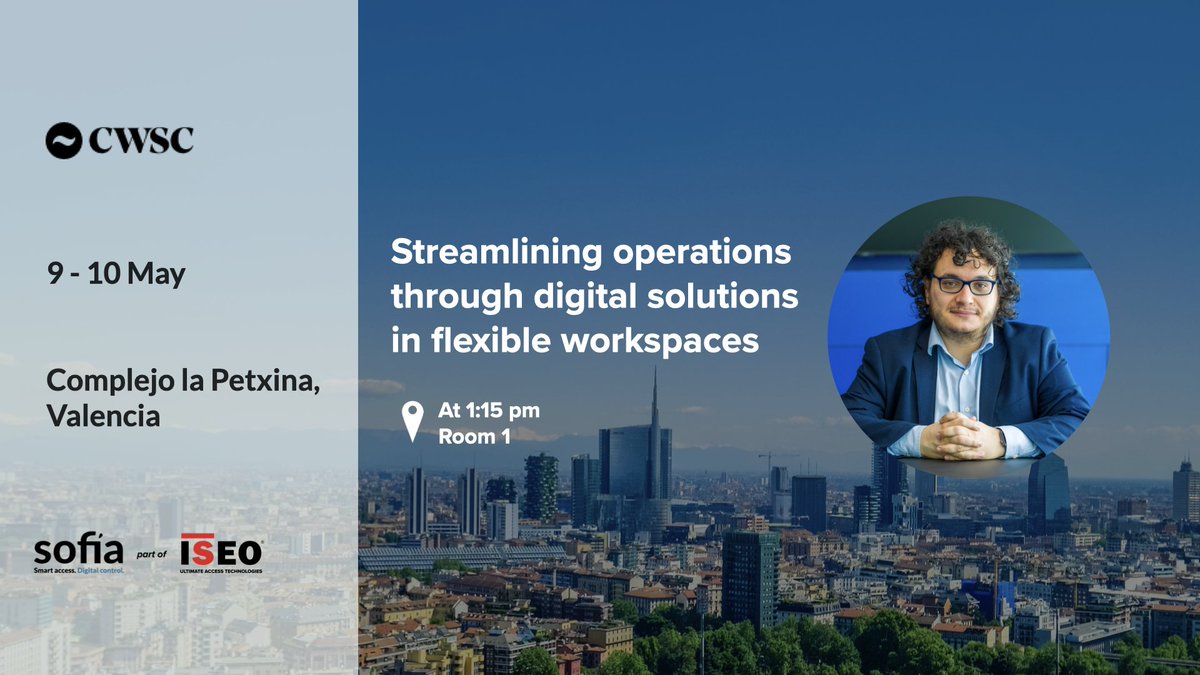 Join Sofia part of ISEO at <a href="/CoworkingSpain/">CoworkingSpain</a> in Valencia from May 9-10!
Alessandro Nacci, our CEO, will be discussing how to streamline operations through digital solutions in coworking spaces today at 1:15 pm in Room 1.
Don't miss this insightful talk!

#coworking #coliving