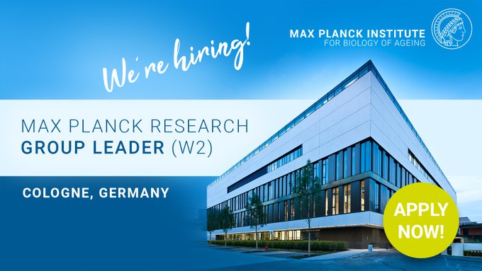 🚨Job alert!
We are looking for a Max Planck Research Group Leader!  We invite interested and qualified scientists to visit the link below for more information and to apply. 

Please RT!

age.mpg.de/career-educati…

#sciencejobs #ResearchGroupLeader #careeropportunities