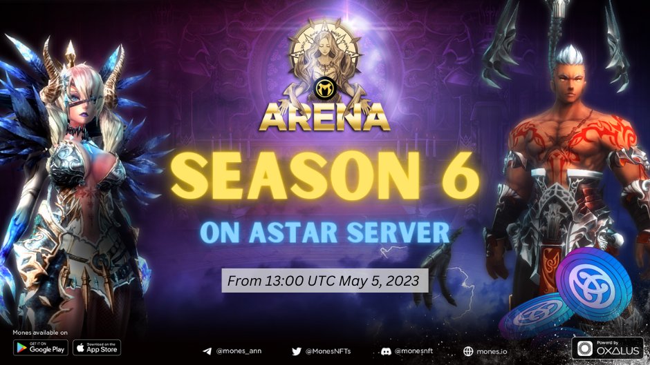 It's Season No.6 on Mones Astar server!
Join the fierce competition and win $ASTR token rewards!
#mones #astar #mobile