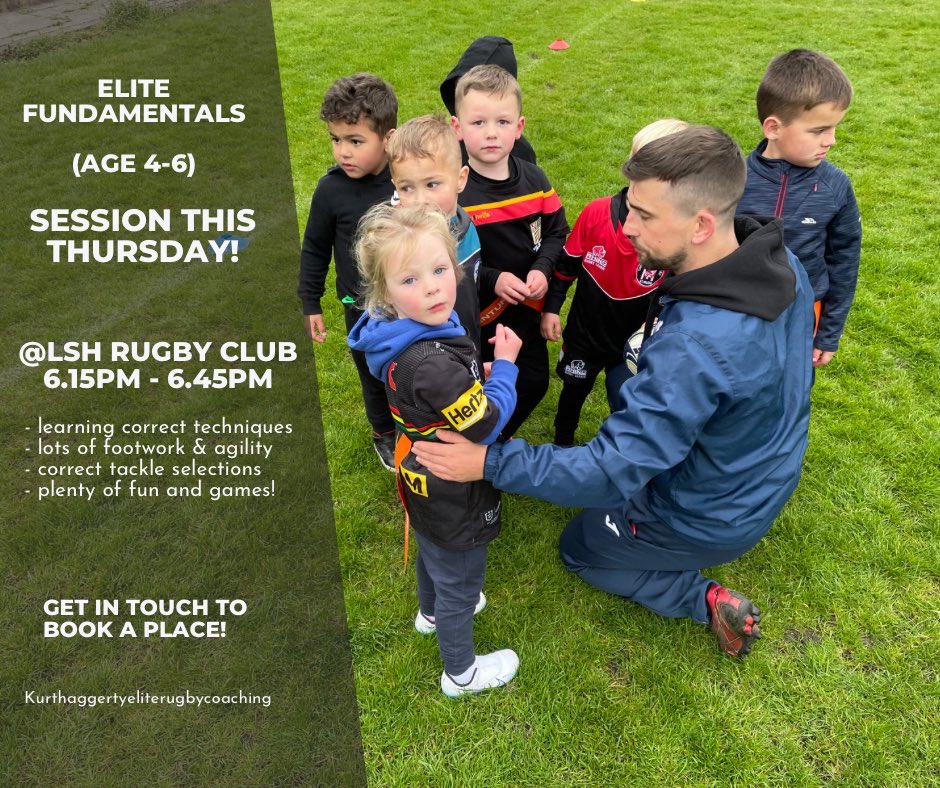 Our next session for the elite fundamentals (age 4-6) is this Thursday 11th May 😇🏉
Get in touch to book a place!! 🗣️✅