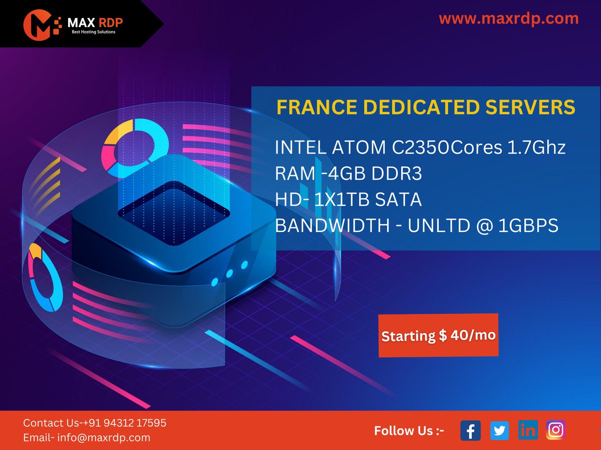 Max_RDP's tweet photo. Looking For Best France Dedicated Server at low cost...?
#cloudcomputing #francededicatedserver #clouds #technology #windows  #it #webhosting #vps #servers #domain #linux #website #network #software #business #minecraft #security #cloudhosting #serverproblems #windowsserver https://t.co/ukpoUMZxWG