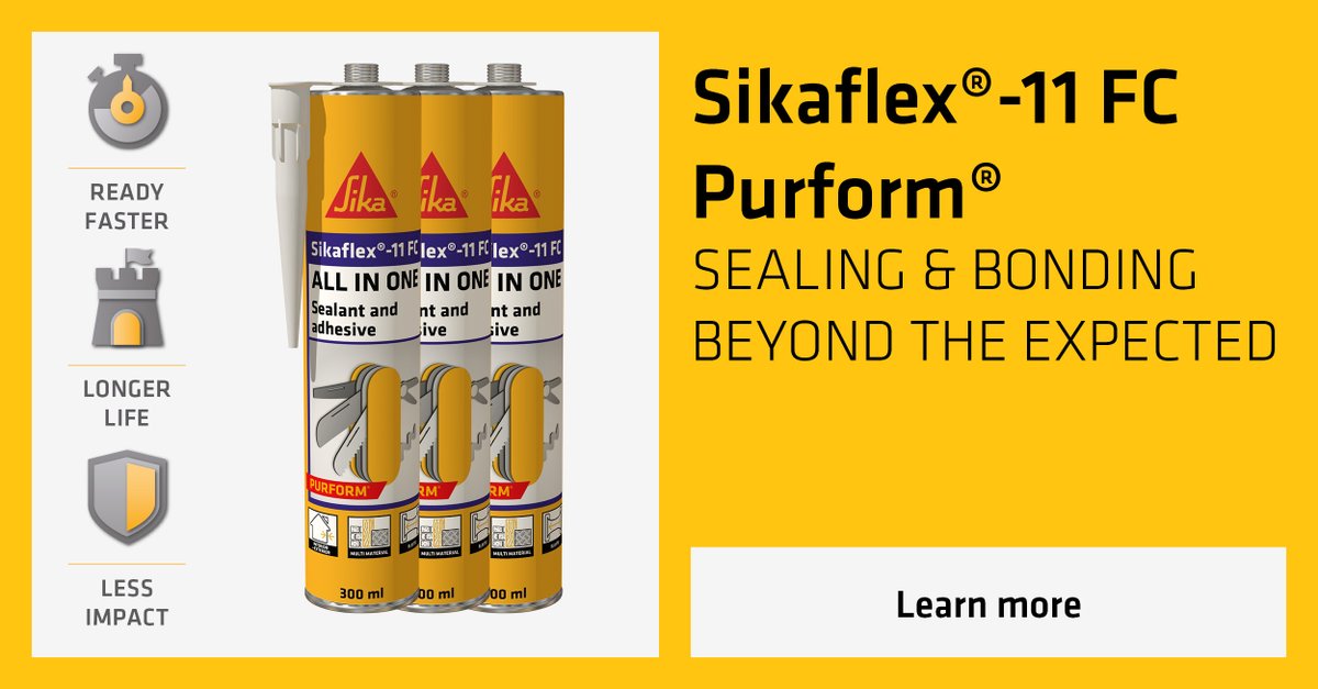 SikaIreland's tweet photo. Wondering why you should choose the new Sikaflex®-11 FC Purform®? Thanks to the new Purform® technology, it cures faster, lasts longer, and has a lower environmental impact.
➡ Learn more https://t.co/8mBucabEIk
#ConstructionAdhesives #FastCuring #LongLasting https://t.co/k5MyKngIvQ