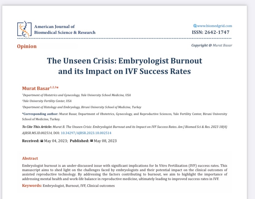 Interesante artículo de opinión sobre la problemática actual: el burnout del embriologx y su impacto en los tratamientos.

#TRA #embryologist #embryologistburnout #SaludMental #Conciliacion #reproduccionasistida