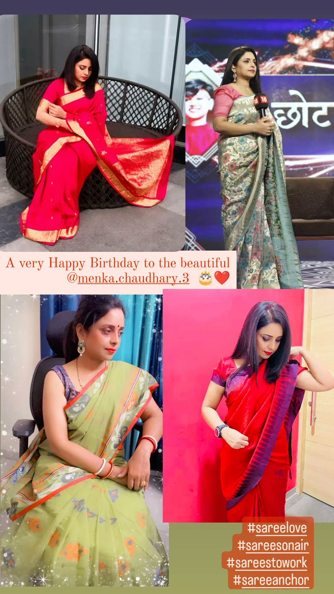 Happy Birthday to the beautiful @menka_chaudhary 🎂💐🎈Have a blessed year ahead ❤️❤️ #saree #sareelove #sareeday #sareeoccasion #sareeanchor #sareesonair #sareepact