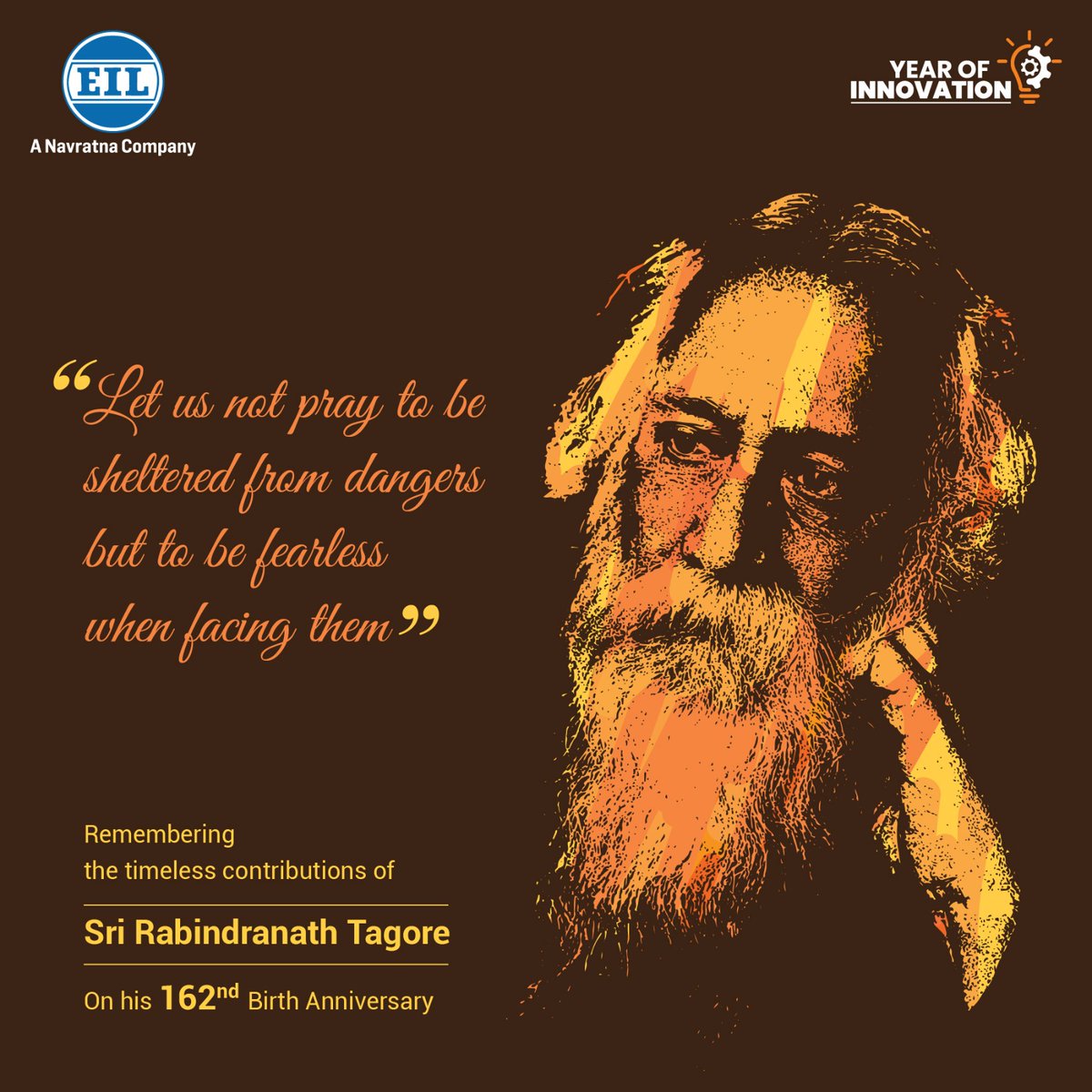 EngineersIND's tweet photo. On this auspicious day of #RabindraJayanti, we remember the great works of #Gurudeb Rabindranath Tagore who reshaped Indian literature, music and art with his Contextual Modernism. His legacy endures in his relentless fight for the Independence of India and the founding of the Visva-Bharati University, an Institution of National Importance.

@HardeepSPuri @Rameswar_Teli @Vartika15791157
#RabindranathTagore #Kobiguru #Biswokobi