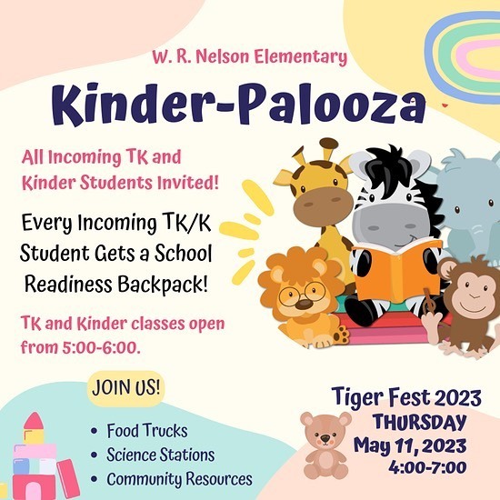 All incoming TK and Kinders join us this Thursday for our Kinder-Palooza. #schoolreadiness #futuretigers #wearenelson instagr.am/p/CsAbe9oruJK/