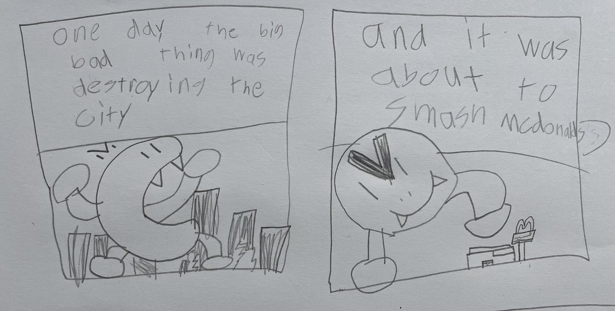 My kid is really starting to grasp how to make the stakes crystal clear right at the start of a story