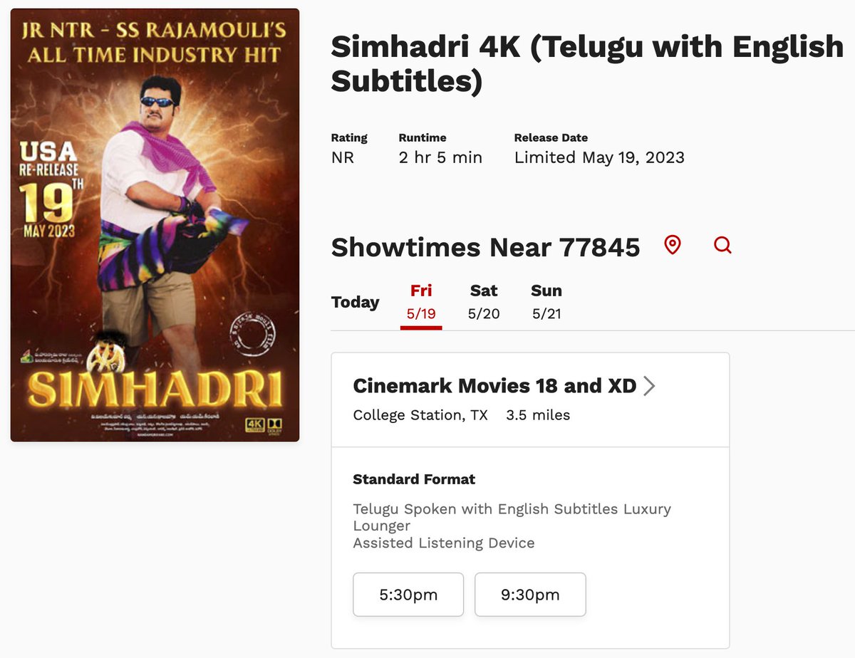 Nandamurifans on twitter simhadri4k usa bookings open up at