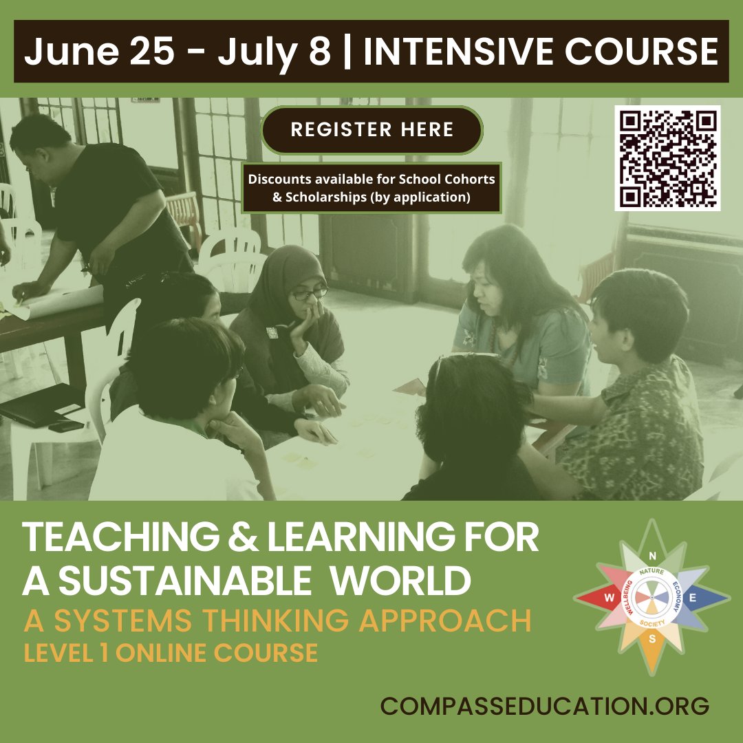 Compass_Ed's tweet photo. Learn how systems thinking tools can help you turn sustainability from something 'extra' to something extraordinary in your education work with the 2-week online summer course!
INFO https://t.co/EuhPreWq0x
#CompassOnline #CELevel1 #ProfessionalDevelopment #SustainabilityEducation https://t.co/lYTbaKt1TW
