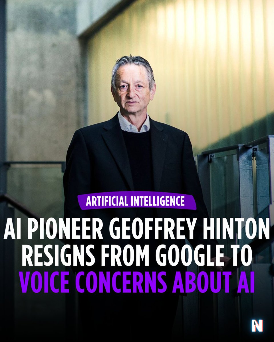 Here's one more. 

<a href="/geoffreyhinton/">Geoffrey Hinton</a>, one of AI's godfathers, has stepped down from <a href="/Google/">Google</a> to spill the tea on AI's potential dangers, from deepfakes to job market meltdowns. 

Read More 👉 l.nexbites.com/wjhbwd