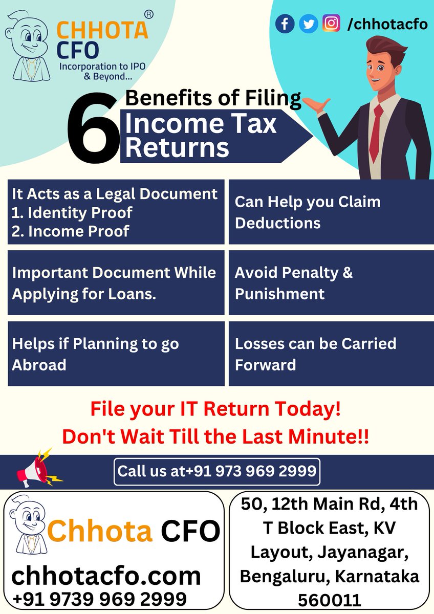 there are multiple benefits to filing your Income Tax Returns!
So, what are you waiting for?!
#startup #startupbusiness #startupindia #Entrepreneurship #entrepreneurship101 #BusinessGrowth #incometaxreturn #incometaxreturnfiling #FileNow #NarendraModi #india #karnataka #Bangalore