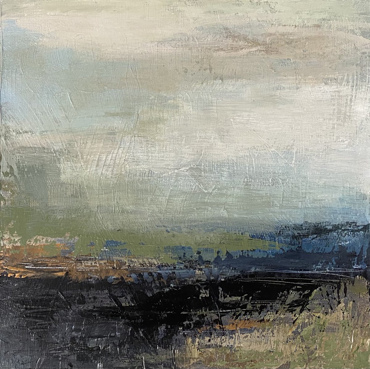 BeaThorn's tweet photo. Stillness. Gestural landscape. Acrylic on panel. Love this color combo. #instudio #contemporaryart #abstractlandscape #artforsale https://t.co/NhiuZwa9LV