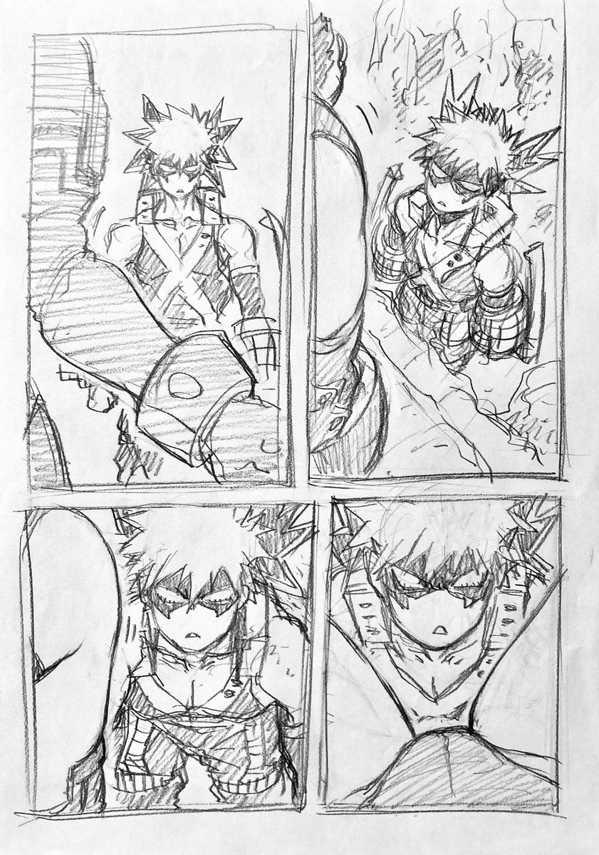 ラフ描き、💥🥦(♀) 再掲  🥦ちゃんとその後ろに💥ちゃんがいたの図