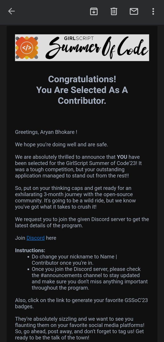 aryan_okidoki's tweet image. Selected for the @girlscriptsoc '23 as a contributor.
Looking for to dive into open source and make a valuable contribution.
#opensource
#GirlScriptSummerOfCode
