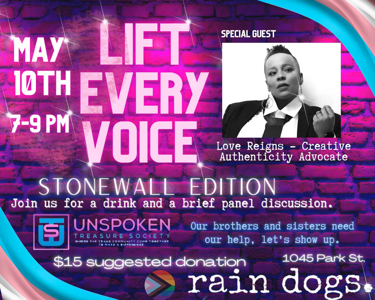 Kristanny's tweet photo. I am stoked to announce that @iamlovereigns will be performing Spoken word at rain dogs. on Weds, May 10th at 7pm! @UnspokenTreasu1 https://t.co/eWDl8lMF1G