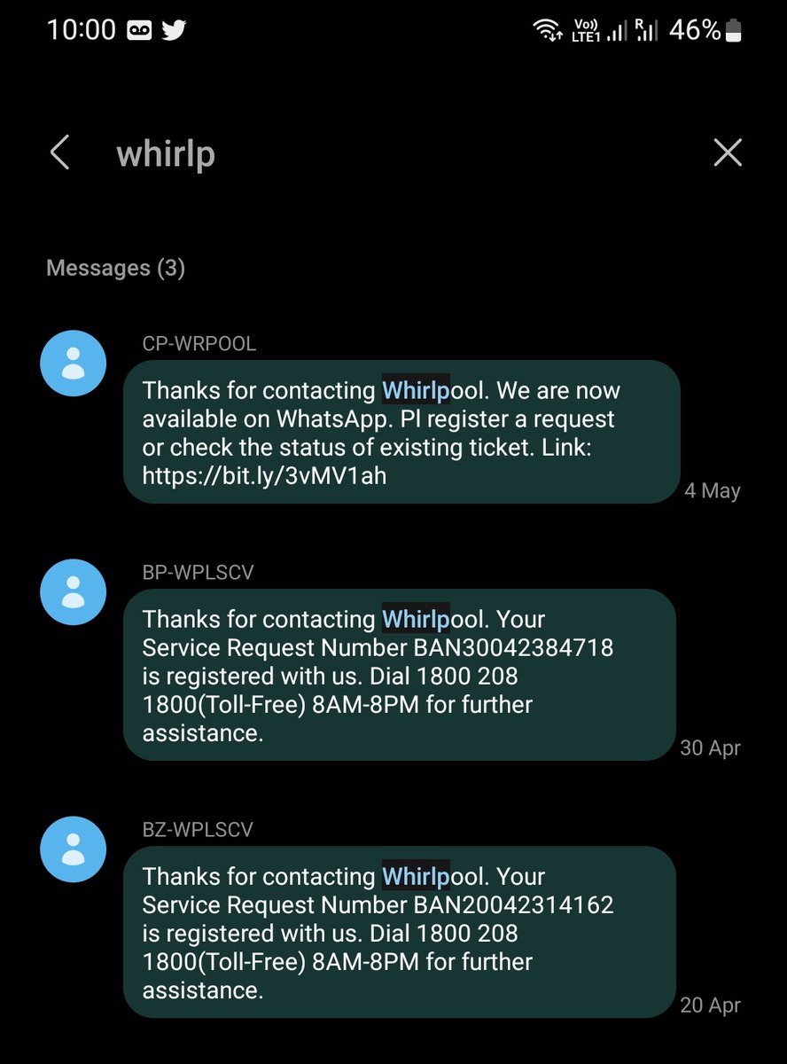 rideesh's tweet photo. I really disappointed the service getting from whirlpool. I have raised a complaint on 20th April 2023, but till this moment I didn't get service from whirlpool. Definitely me and my friends circle will not buy a Whirlpool product in future. This is the worst service I got ever https://t.co/AoteNKVBuP
