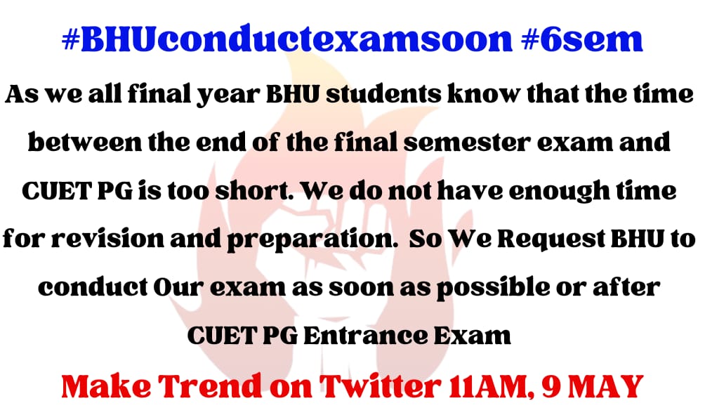 ChandanMehta59's tweet photo. एक साथ सुबह 11 बजे
#bhuconductexamsoon
#6sem
@vcofficebhu
@bhupro
@SudhirJainIITGN @deanArtsBHU
@bhupro
@registrarbhu
@dsw_bhu https://t.co/hIIjOZDKN6