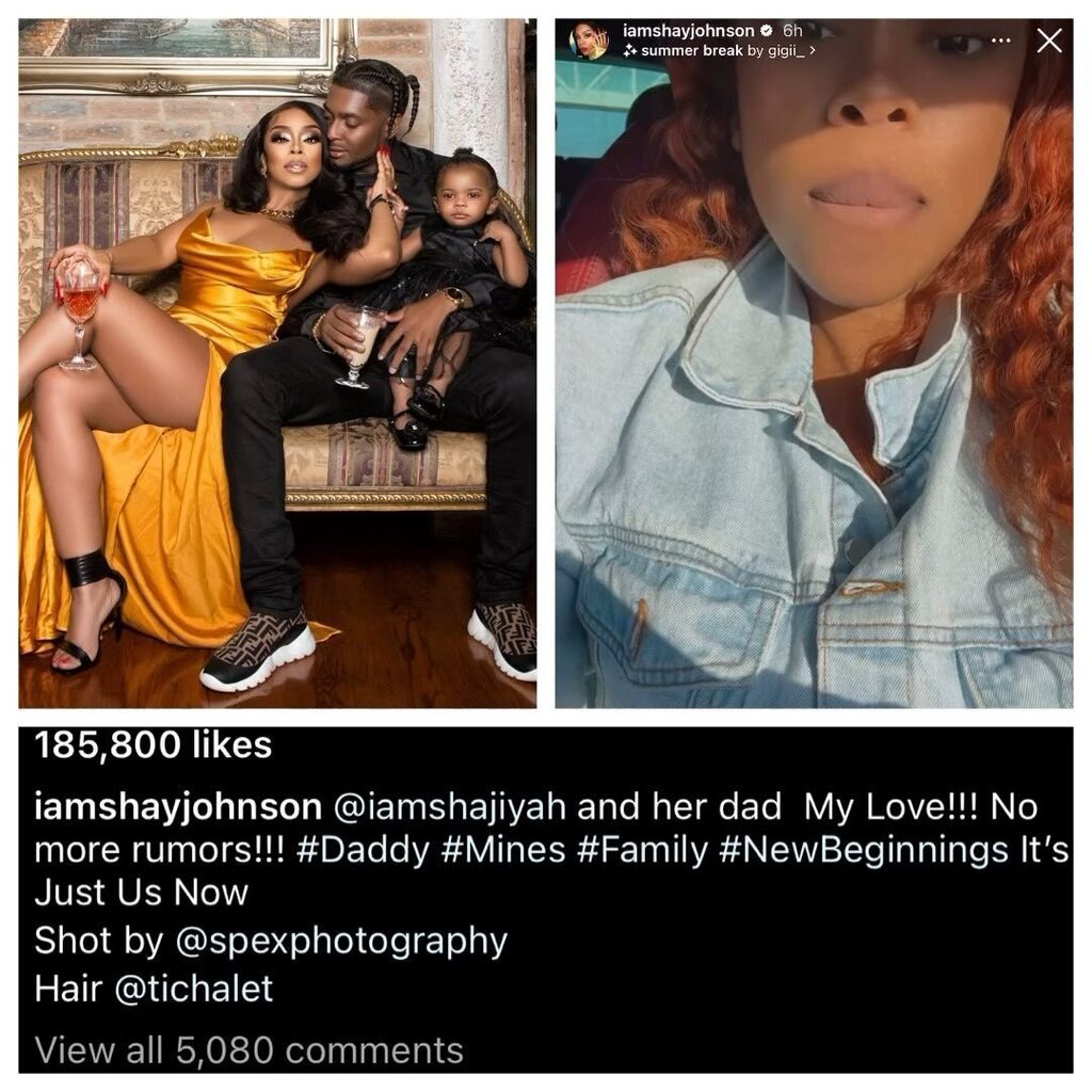 TheYBF's tweet photo. Ok! #ShayJohnson revealed her baby’s father for the first time in a new family photoshoot. And after rumors started flying that her man is/was married or engaged with 6 kids, she just took to her IG Stories to clear the air. #YBFFamily https://t.co/1DY2F2HYN4 https://t.co/CX8YkLaKa5