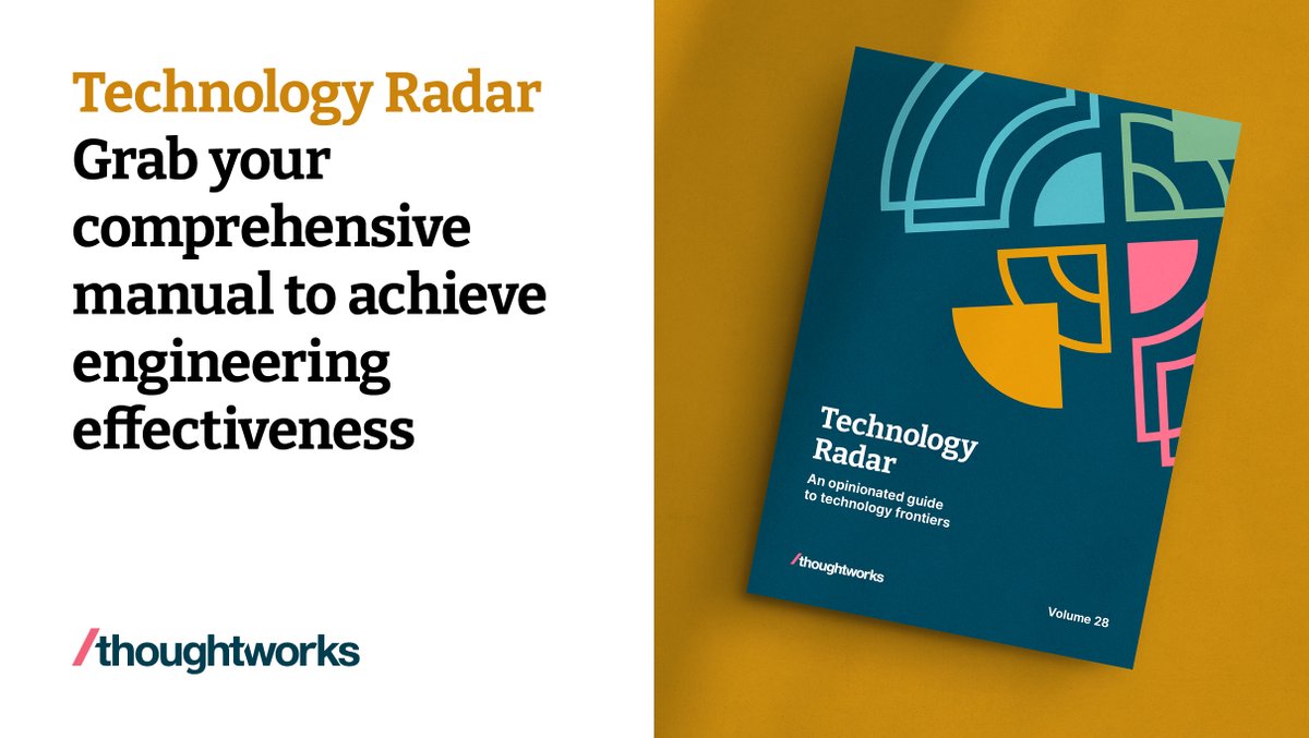 Looking for a solution to a new challenge?
Or just want to find something new to learn?
The new volume of Tech Radar is here!
Explore Volume 28 now: thght.works/42gjiVX

#TWTechRadar #ThoughtworksIndia #Tech