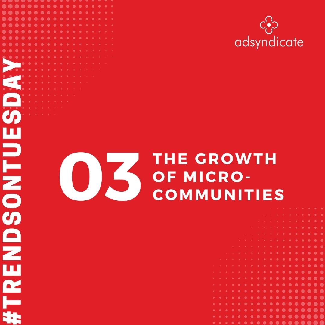 Adsyndicate's tweet image. Ready to explore the power of #MicroCommunities? This week on #TrendsOnTuesday, we’re diving into the world of niche groups that are creating a supportive and inclusive environment for all. 

#Adsyndicate #DigitalStrategy