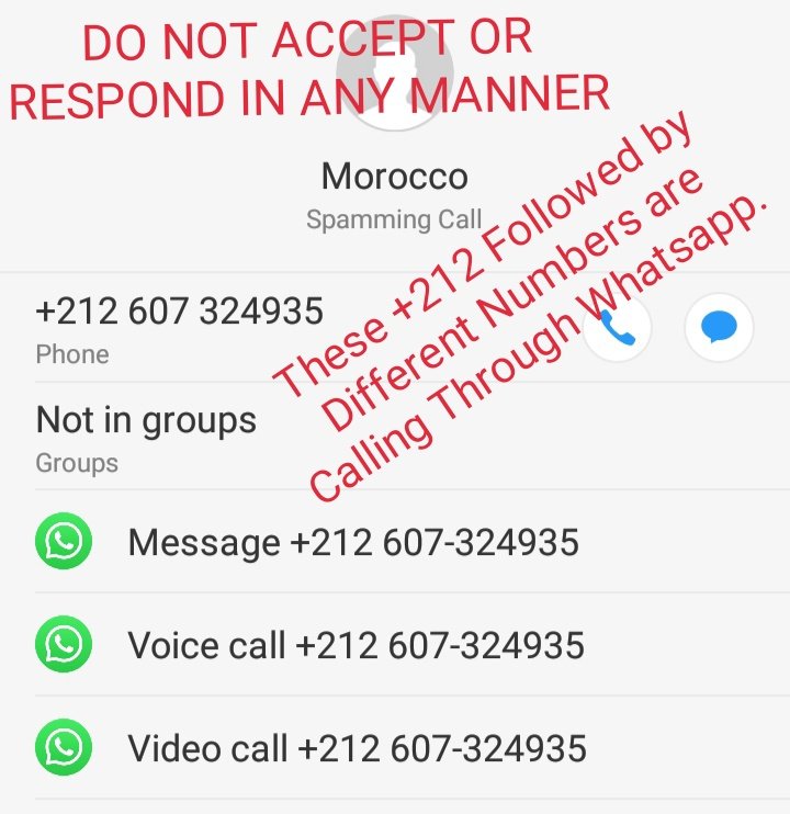 #SpammingCall #whatsappcallscam Frim Past 3 days Continuously Getting calls from Series of different numbers with Same Morocco and Nigeria Codes. Appears to be Spam Calls Please Donot Accept or Respond to Links.