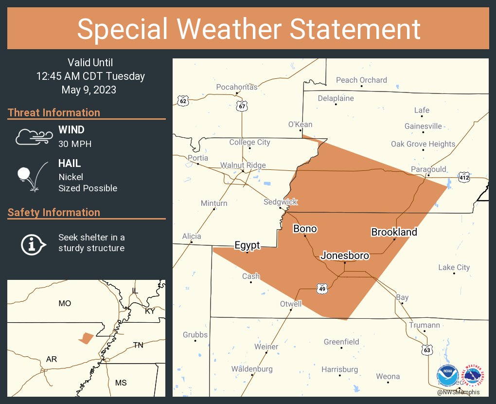 NWS Memphis on Twitter "A special weather statement has been issued