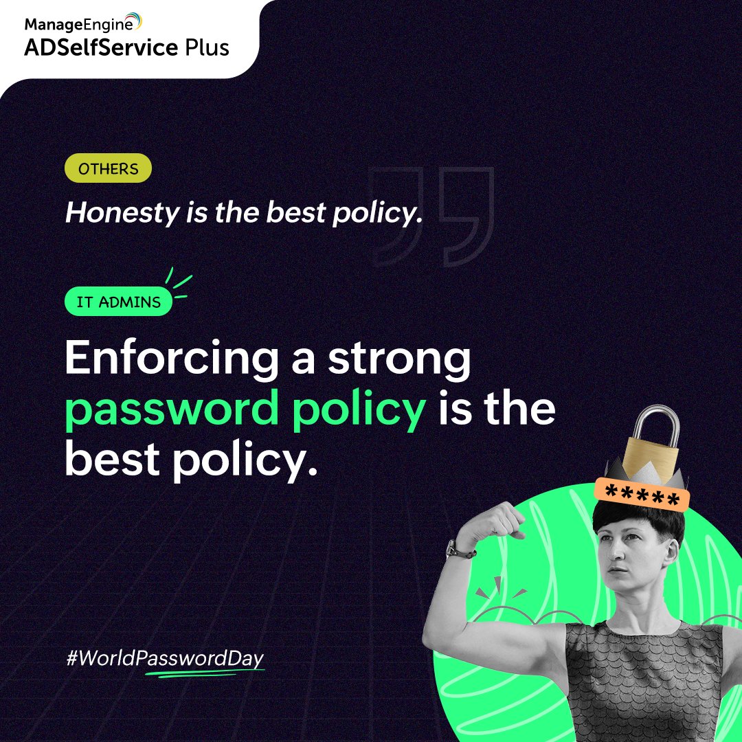 ManageEngineIAM's tweet image. Leave a 🙌 if you agree! Implementing guidelines for creating strong and unique passwords reduces the risk of password-based attacks and ensures security and privacy of sensitive information. #PasswordPolicy #PasswordSolution #Cyberattacks
