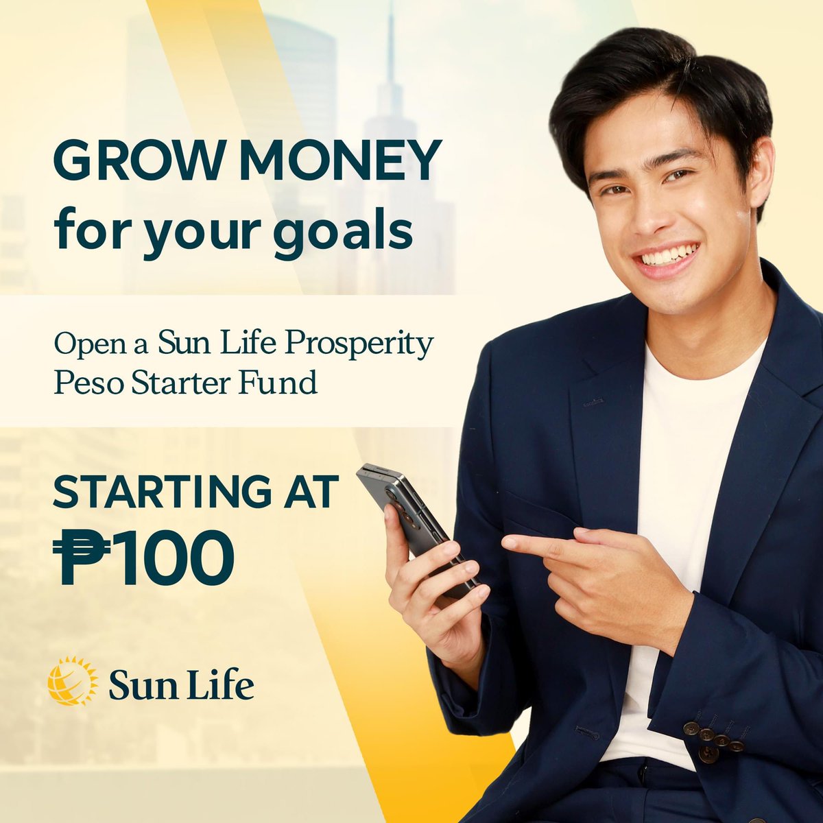 DONATORSPH's tweet photo. How much do you need to start investing your money? P100 only! Investing now made affordable with the @SunLifePH Prosperity Peso Starter Fund. Visit https://t.co/LjXh8rFPYz today. ☀
#DonnyPartnersWithSunLife | #SunLifePartnersForLife | #DonnyPangilinan | @donnypangilinan https://t.co/LRmqlVEpea