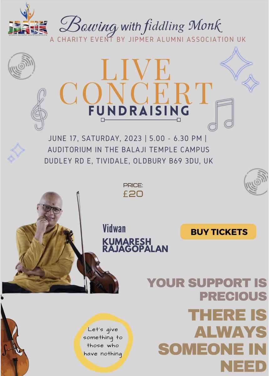 jaauk.org/product-page/f…

JAAUK is proud to present Carnatic Classical Concert.
 
This year, we present an amazing opportunity to meet with Vidwan Shri Kumaresh and his wonderful party in concert.  On 17th June , 5-7 PM