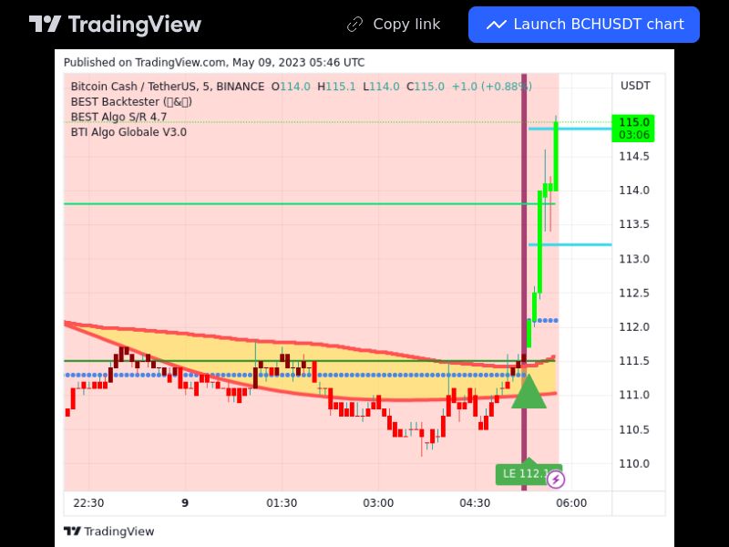 TradingView trade BCH 5 minutes 