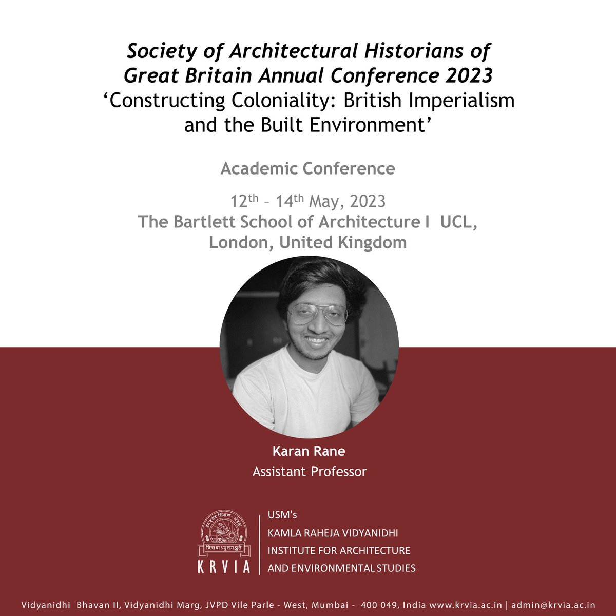 KrviaNews's tweet image. KRVIA Faculty Engagement

Karan Rane, Assistant Professor (KRVIA), will be presenting his original paper at The Bartlett School of Architecture, UCL, London - UK, from 12th to 14th May 2023.

#krvia #krviaresearch #bartlettschoolofarchitecture