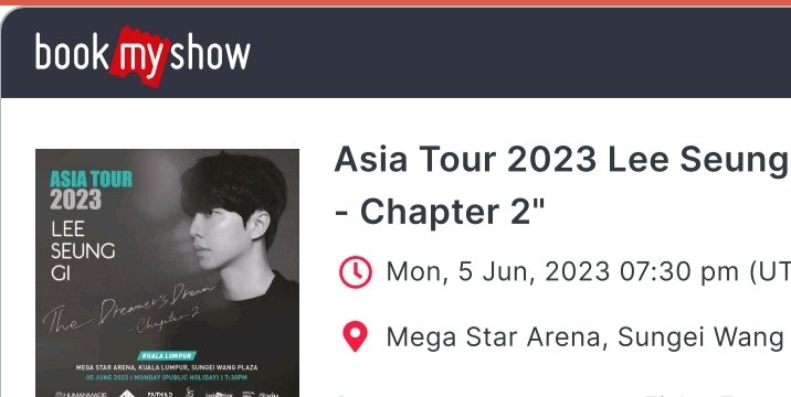 Bought my ticket for #LeeSeungGiAsiaTour2023 See u next month #LeeSeungGi oppa. 🥰