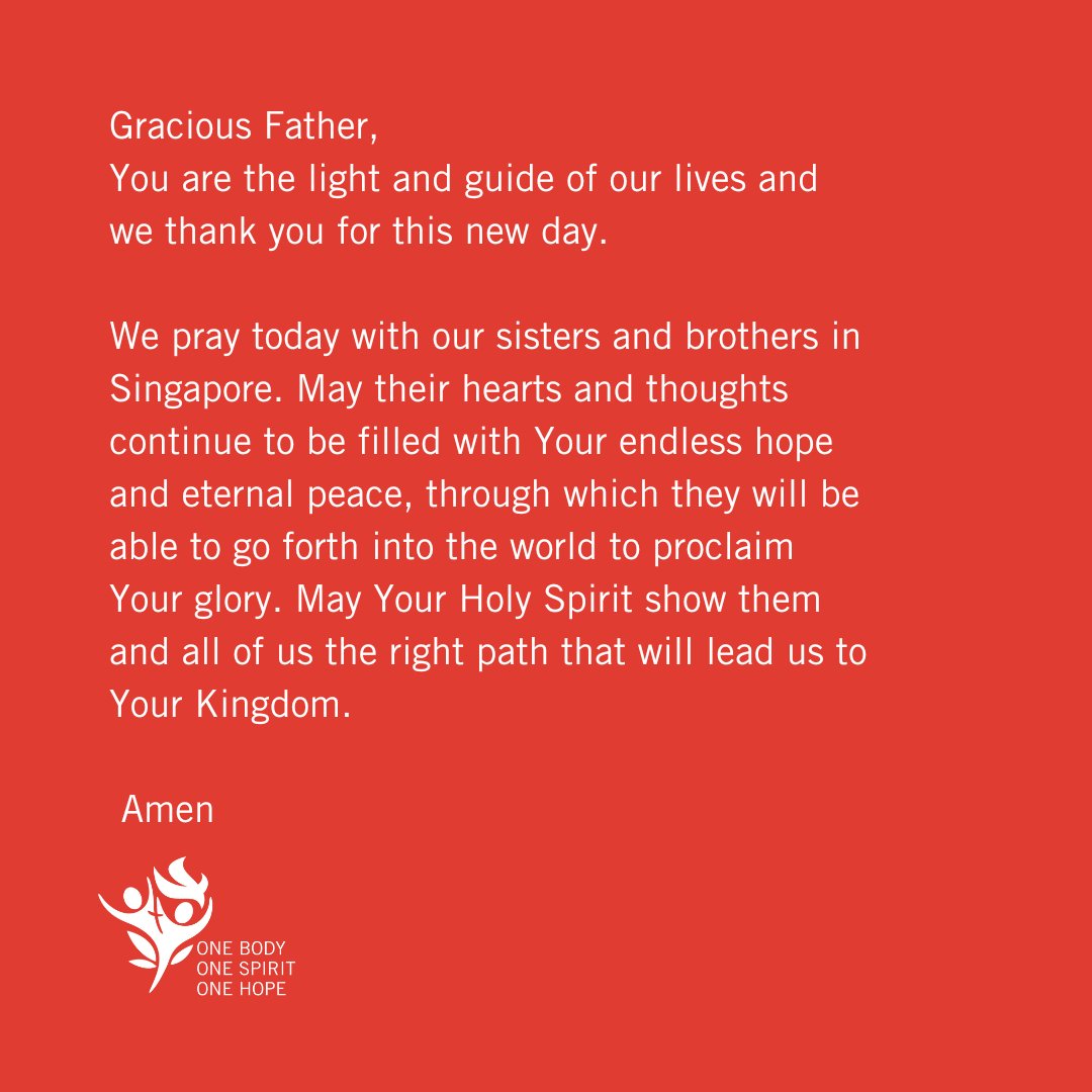 Thank you <a href="/luteranie/">Luteranie</a>  (ECACP)  the prayers in preparation for the Assembly! This week we join in prayer for the Singapore. ECACP is hosting the 2023 LWF General Assembly in Kraków, Poland and prays for a LWF member churches each week. #LWFAssembly #Singapore #prayingtogether