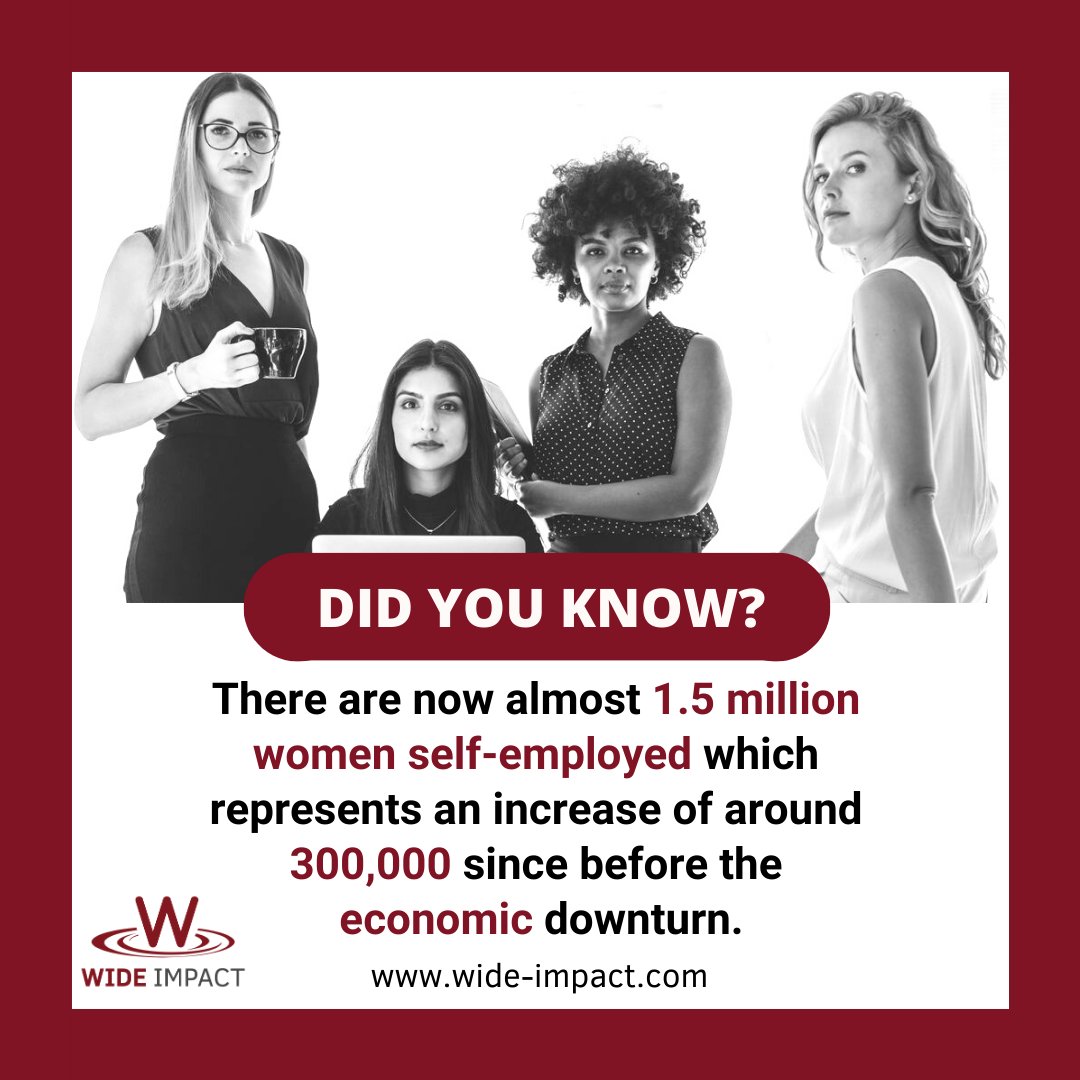 The number of self-employed women is on the rise, hitting a record high of 1.5 million! Celebrate female entrepreneurs and the power of ambition ❤️#wideimpact #training #development #business #didyouknow  #factsonfacts #unknownfacts  #womeninbusiness #womenempowerment"