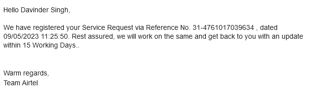 Dav_inder's tweet photo. Dear @Airtel_Presence @airtelindia  Number shared. I have been calling regularly to #airtel but in vain as the work is not being done. If you can't resolve the problem Kindly deactivate my connection so that I am more peaceful. Its 3rd day already and I get a mail seeking 15 days https://t.co/VGFC3PwmWX