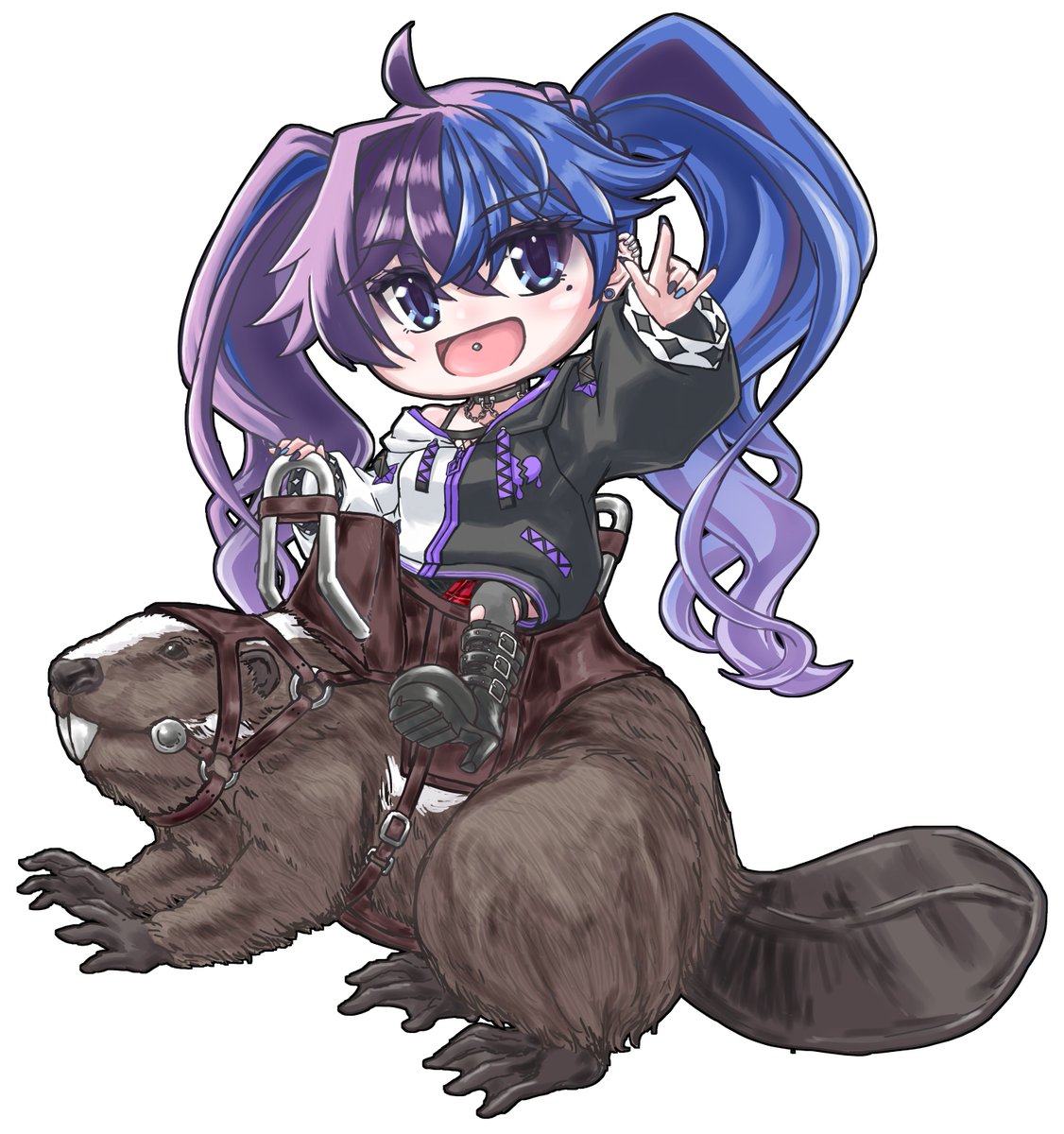 1girl twintails chibi blue eyes riding blue hair open mouth  illustration images