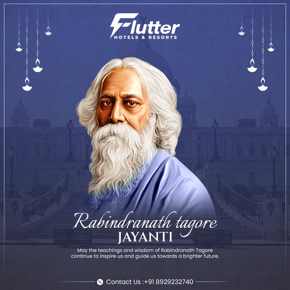 Remembering Rabindranath Tagore, the man who created a bridge between the East and West, on his birth anniversary.

Contact us on :
Mobile : 8929232740

#flutter #flutterhotelsandresort #hotels #RabindranathTagoreJayanti #TagoreJayanti #CelebratingTagore #RememberingTagore