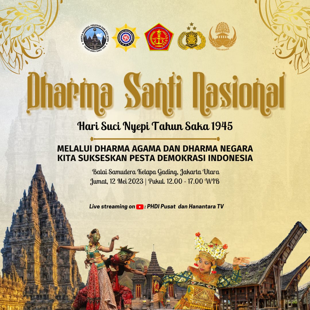 phdi_pusat's tweet photo. Om Swastyastu
#SahabatDharma

3 hari menuju Dharma Santi Nasional perayaan Hari Suci Nyepi Saka 1945.

#PHDI
#ParisadaHinduDharmaIndonesia
#Hindu
#SahabatDharma
#DharmasantiNasional2023
#DSNasional2023
#NyepiTahunSaka1945 https://t.co/mppZUJFs2S