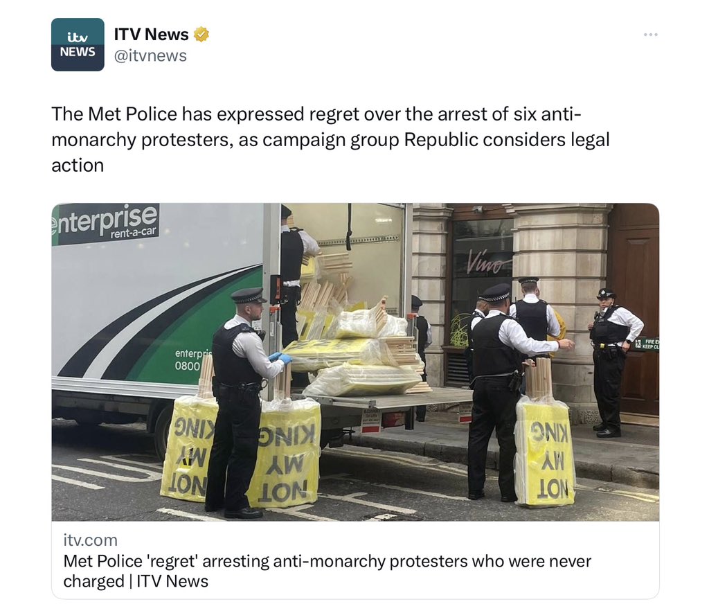 MichaelTakeMP's tweet photo. The Police DO NOT need to apologise for their arrests!
These protestors could have:
Glued themselves to Prince Edward.
Locked on to Lionel Ritchie.
Used foul language in front of Prince Louis.
Tied themselves to an off duty pharmacist thus depriving us of vital health care.😡 https://t.co/EyBMQhkmHA